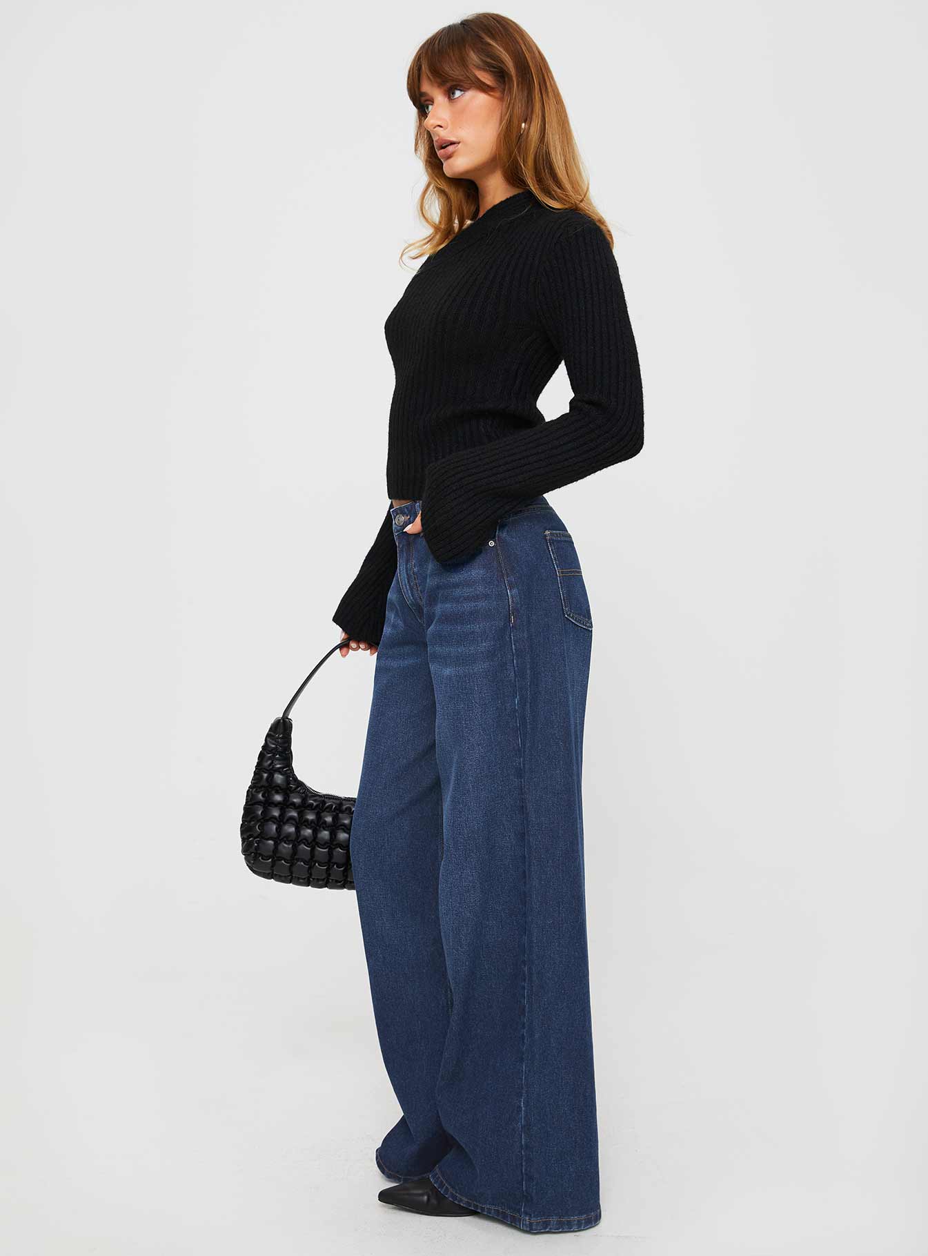 Naylor Wide Leg Jeans Mid Blue Denim