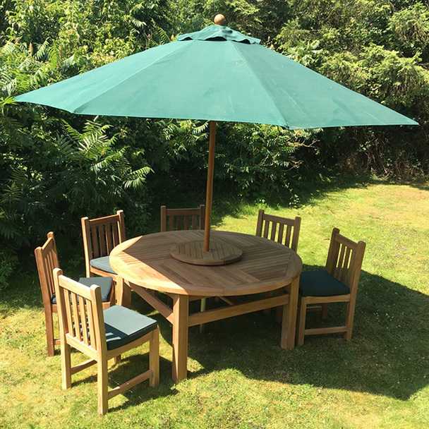 Round Solid Teak 8 Seater Table with Grisdale Chairs Garden