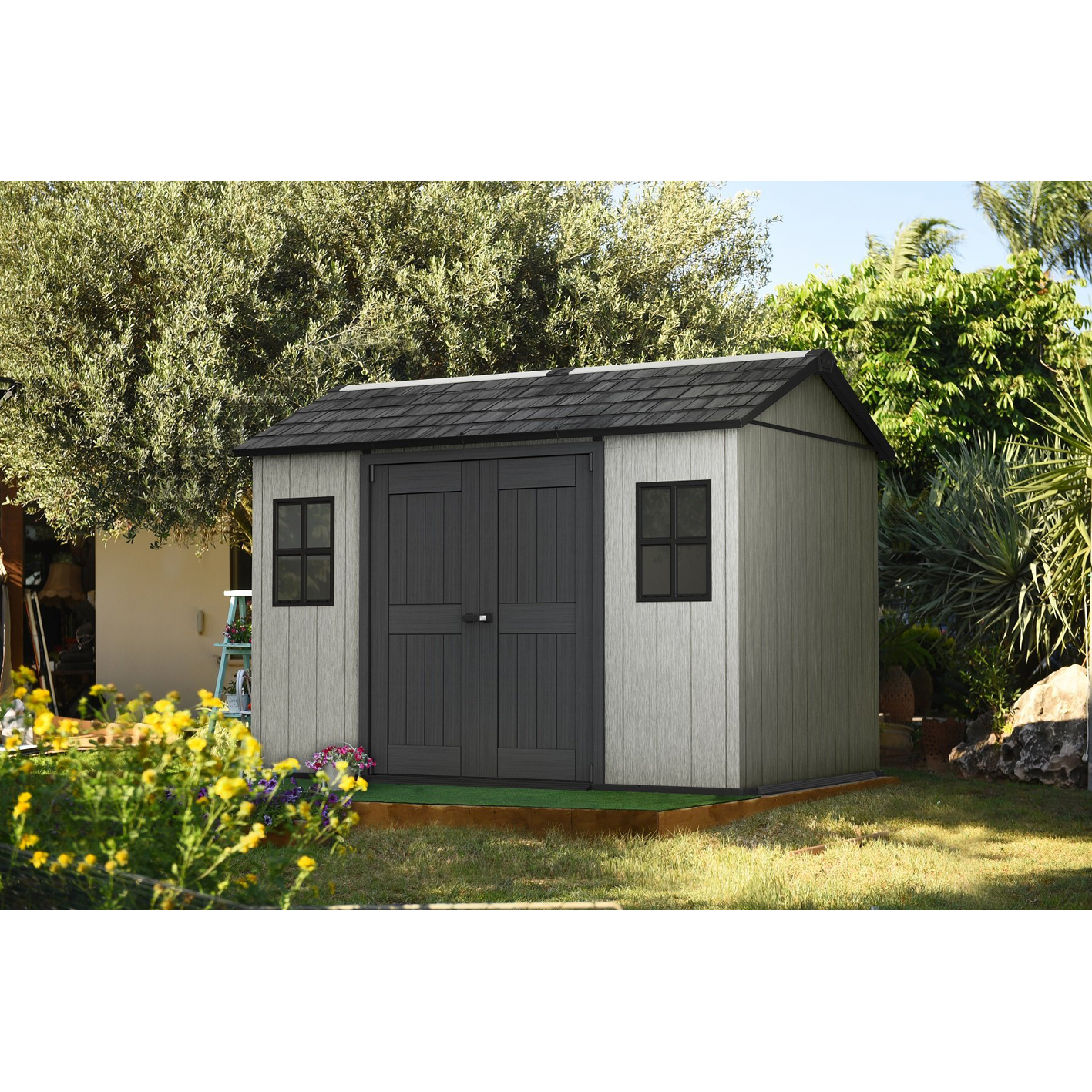 Oakland 11 ft. W x 7.5 ft. D Plastic Storage Shed