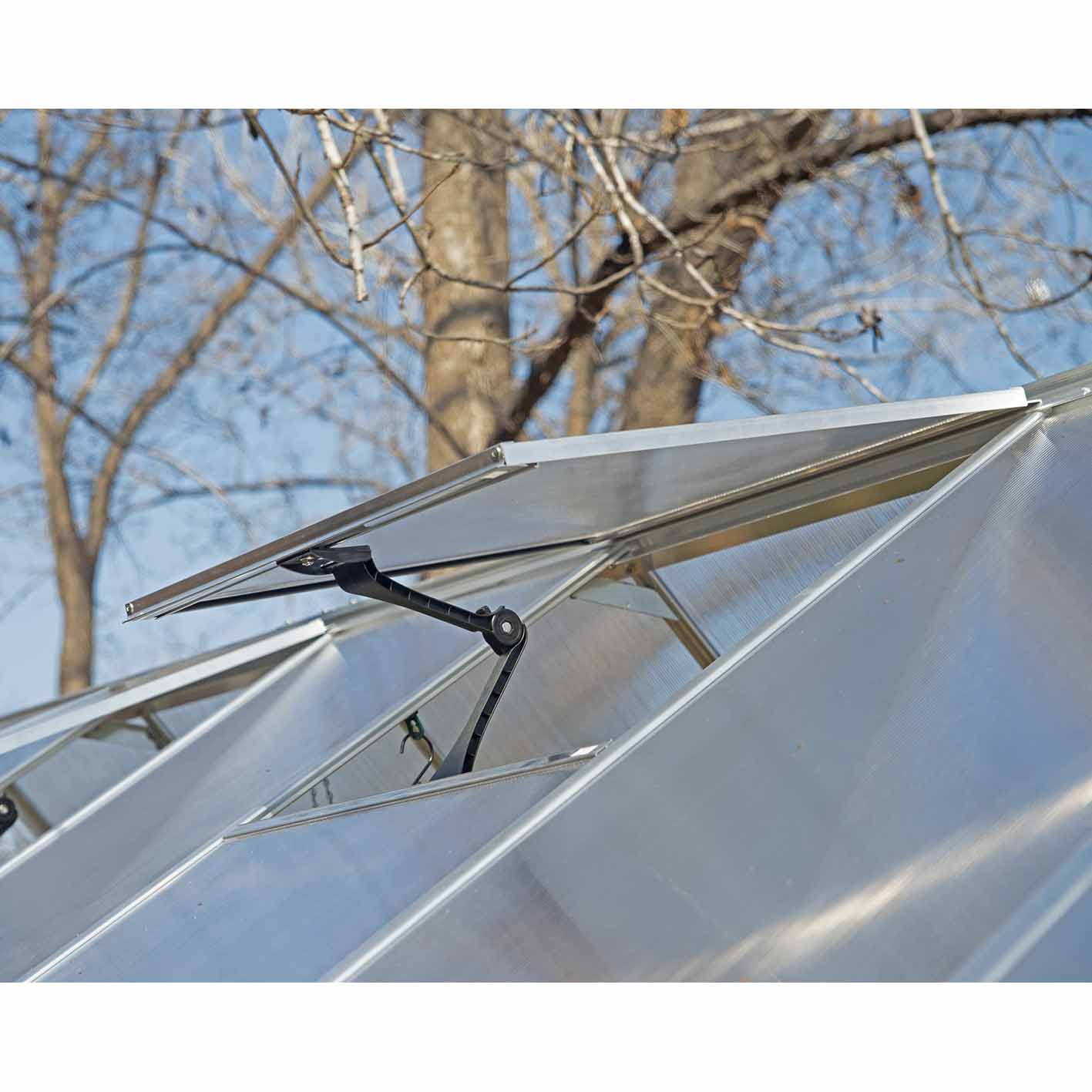 Palram Canopia Mythos 6x10 Silver Greenhouse -TwinWall Polycarbonate, Aluminum Frame, Base Included