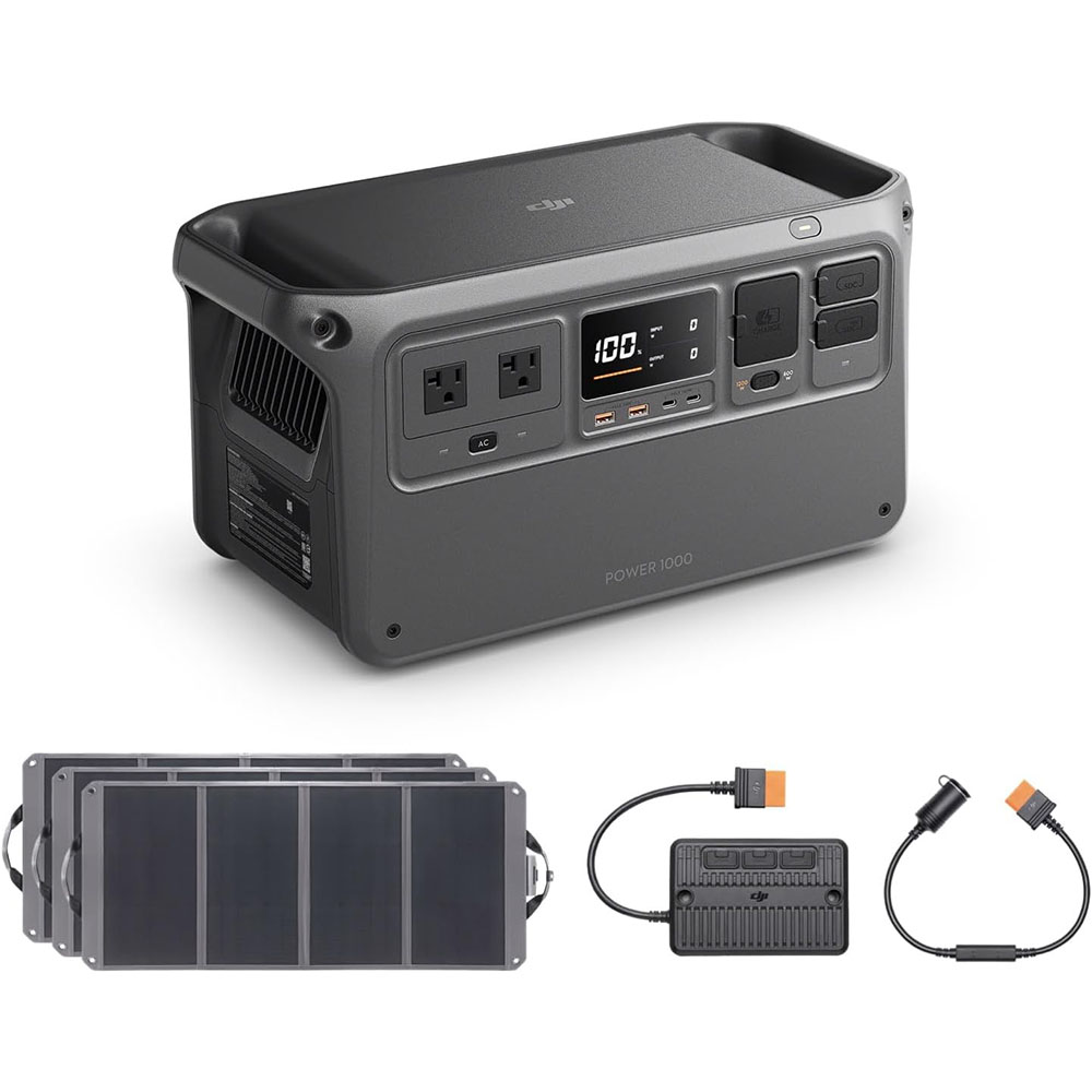 DJI Power 1000 Portable Power Station, 1024Wh Solar Generator with 3x 100W Solar Panels