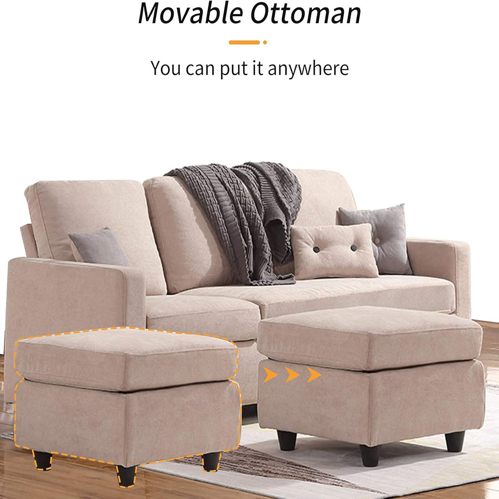 HONBAY L Shaped Couch with Linen Fabric,Convertible, Reversible Sectional Sofa