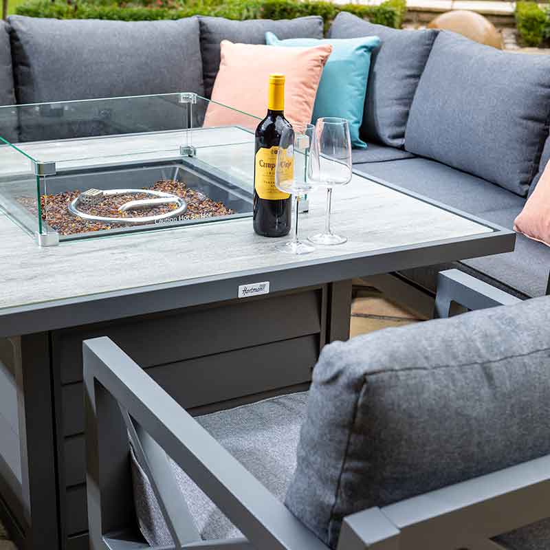 Hartman Sorrento Corner Lounge Set with Square Fire Pit Table