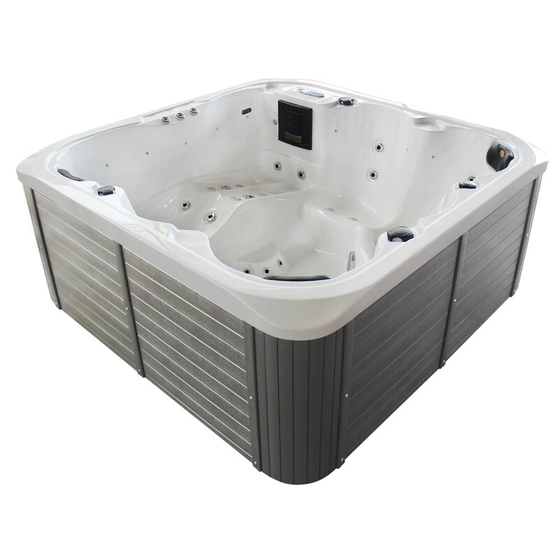 【Sports&Outdoors】【BS】Sol 72 Outdoor Aire 6 - Person 54 - Jet Acrylic Square Hot Tub with Ozonator in Gray