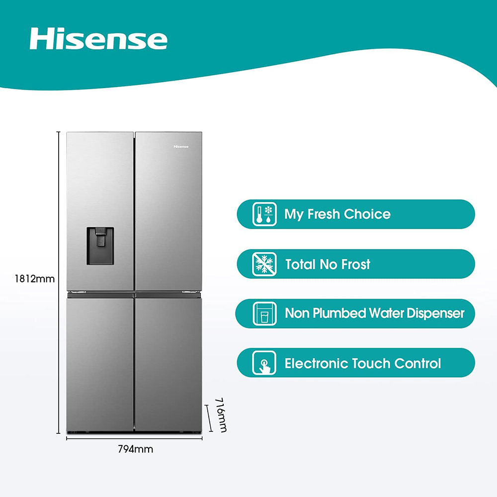 Hisense RQ5P470SMFE Wifi Connected American Fridge Freezer Cross Door with Water Dispenser
