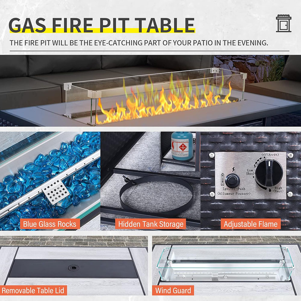 9 Pieces Wicker Patio Furniture Set Outdoor PE Rattan Sectional Conversation Sofa Set