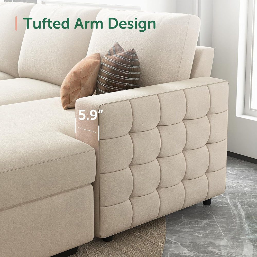 HONBAY Sleeper Sectional Sofa with Storage Chaise U Shaped Sectional Couch