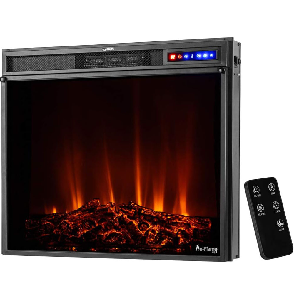 Whistler LED Recessed Electric Fireplace Stove Insert with Remote - 3D Wood Burning Flame Effect