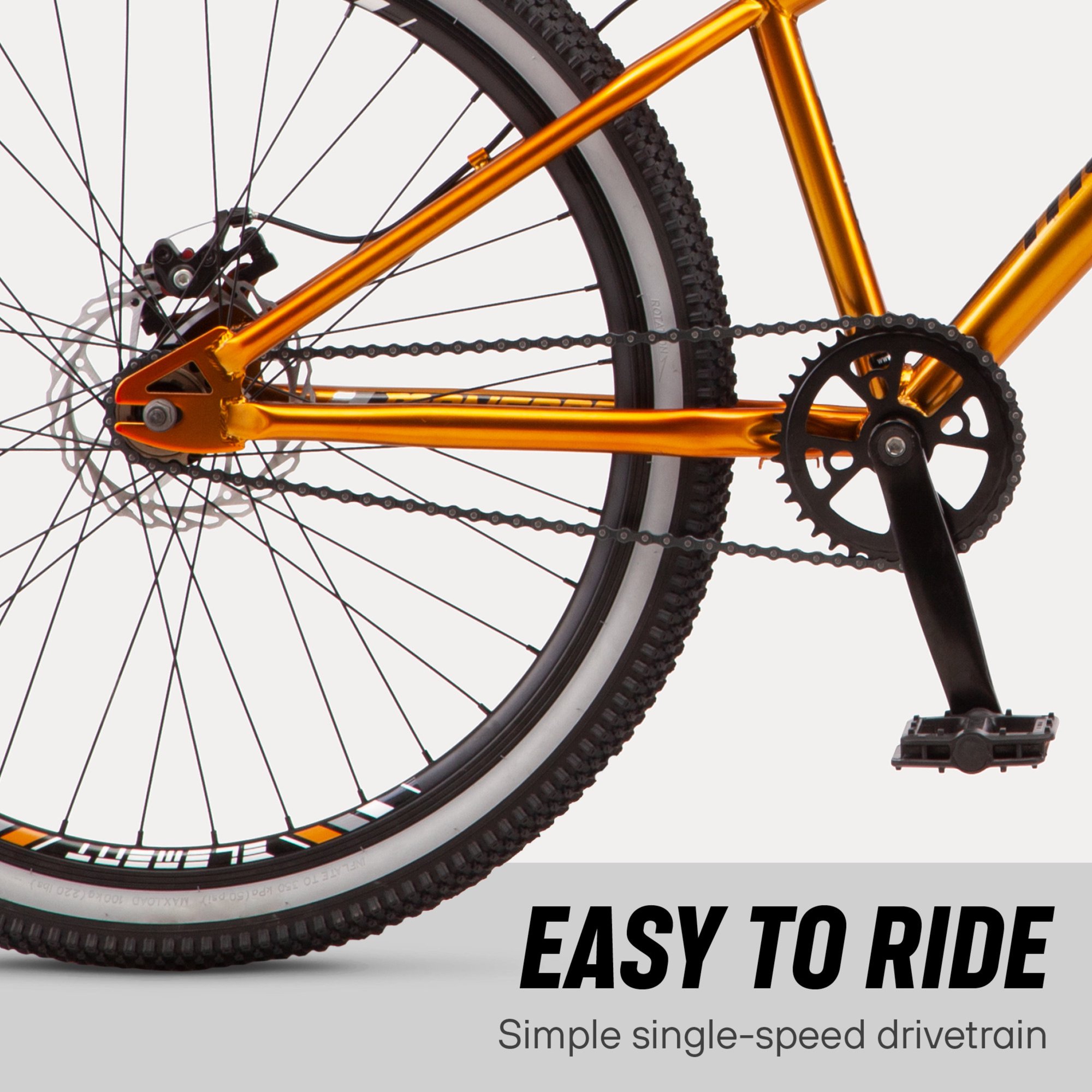 Mongoose PT26 Dirt Jump Bike, Pump Tracks, Single Speed, 26 Wheels, Brass.